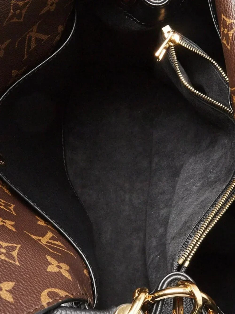 Louis Vuitton Black Leather and Monogram Coated Canvas Double V Bag